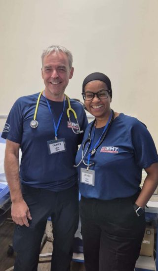 Dr Habab Mekki with Christophe McIntosh, another medic the UK EMT team